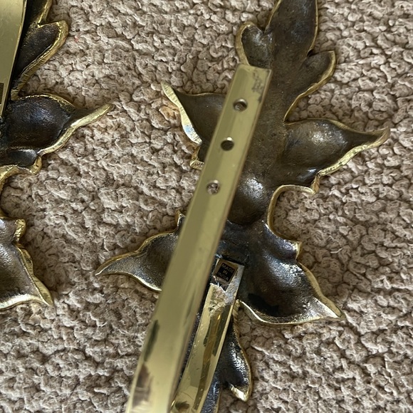 Vintage Pair Heavy Brass Wall Curtain Drape Tieback Holders/Bow Art Nouveau 🎀 - Picture 9 of 9